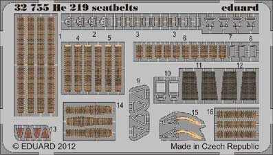Eduard 32755 1/32 Фототравление привязные ремни He 219 seatbelts