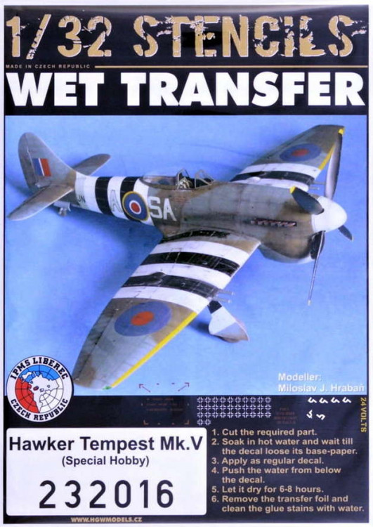 HGW 232016 STENCILS Hawker Tempest Mk.V (SP.HOBBY) 1/32
