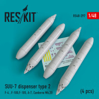 Reskit RS48-0297 SUU-7 dispenser type 2 (4 pcs)(F-4, F-100, F-105, A-7, Canberra Mk.20) Academy, Eduard, Hobby Boss, Trumpeter, Hasegawa 1/48