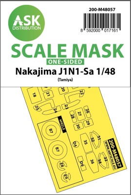 Art Scale 200-M48057 Nakajima J1N1-Sa wheels and canopy frame paint mask (outside only) 1/48