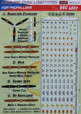 Kora Model DEC4887 Czechoslovak logotypes for propeller декали 1/48