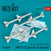 Reskit RS48-0321 AIM-7E-2 Sparrow III missiles (4pcs) (F-4, F-15, F-16, F-14) Hasegawa, Tamiya, Revell, Italery, Academy, GWH, AMK,  1/48