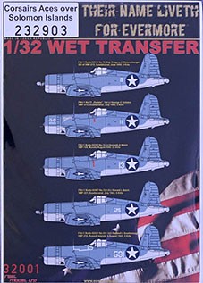 HGW 232903 Decals F4U-1 Corsair Aces over Solomon Isl. 1/32