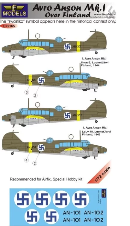Lf Model C72278 Decals Avro Anson Mk.I over Finland 1/72