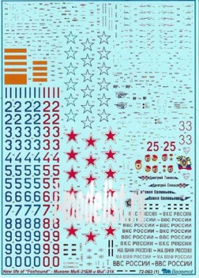 Begemot Decals 72-063 Декаль МиГ-31БМ/БСМ и МиГ-31К 1/72