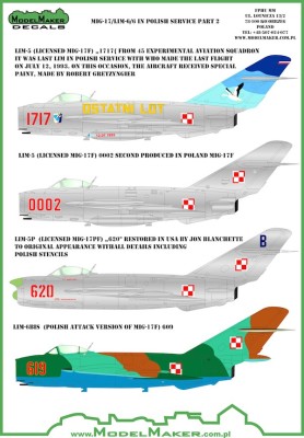 Model Maker Decals D48047 Mikoyan MiG-17/Lim-5/6 in Polish service vol.2 1/48