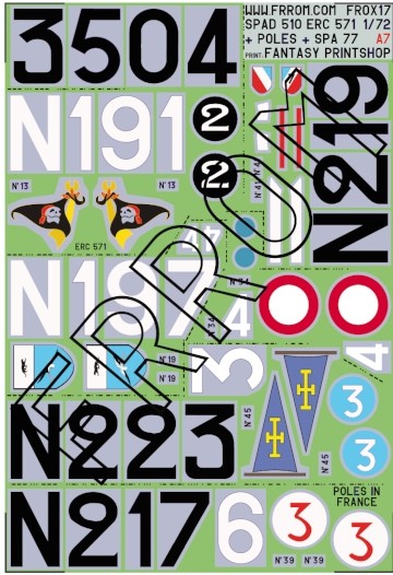 Frrom-Azur FROX17 SPAD 510 Additional badges and numbers for the SPAD 510, and corrections 1/72