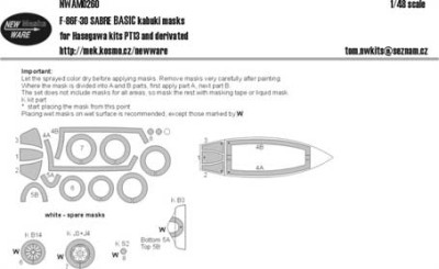 New Ware NWA-M0260 1/48 Mask F86F-30 Sabre BASIC (HAS PT13)