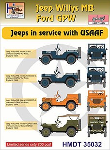 Hm Decals HMDT35032 1/35 Decals J.Willys MB/Ford GPW in USAAF service