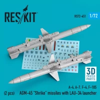 Reskit 72451 AGM-45 'Shrike' missiles w/ LAU-34 launcher 1/72