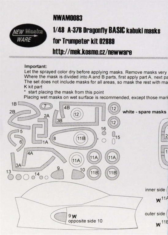 New Ware NWA-M0083 1/48 Mask A-37B Dragonfly BASIC (TRUMP 02889)