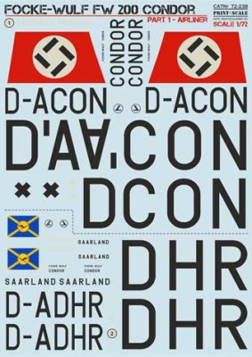 Print Scale 72-238 Focke-Wulf Fw 200 Condor, Part 1 1/72