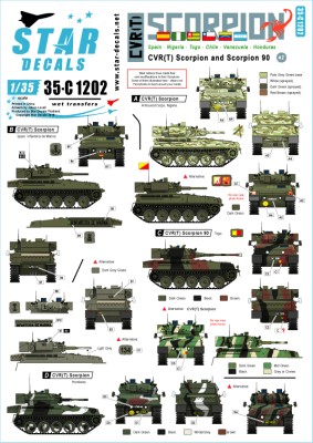 Star Decals 35-C1202 CVR(T) Scorpion # 2.CVR(T) Scorpion and Scorpion 90.Spain, Nigeria, Togo, Chile, Venezuela, Honduras 1/35