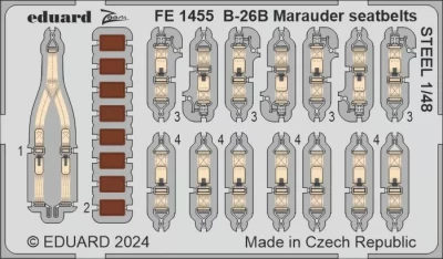 Eduard FE1455 B-26B Marauder seatbelts STEEL (ICM) 1/48