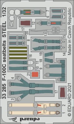 Eduard 33285 F-100C seatbelts STEEL (TRUMP) 1/32