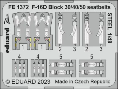 Eduard FE1372 F-16D Block 30/40/50 seatbelts STEEL (KIN) 1/48