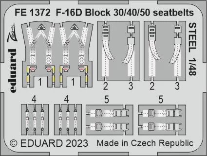 Eduard FE1372 F-16D Block 30/40/50 seatbelts STEEL (KIN) 1/48