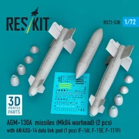 Reskit 72538 AGM-130A missiles (Mk84 warhead) w/ AN/AXQ-14 1/72