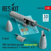 Reskit 48468 SUU-16A 20mm gun pod (opened) wings mounting 1/48