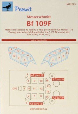 Peewit PW-M72073 1/72 Canopy mask Bf 109F-2/4 (AZ MODEL)
