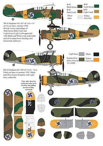 Aims AIMS32D023 Gloster Gladiator in Foreign Service Decals (4 schemes) 1/32