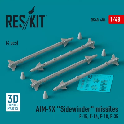 Reskit 48484 AIM-9X 'Sidewinder' missiles (4 pcs.) 1/48