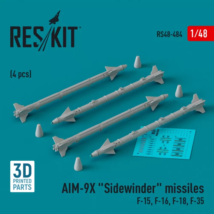 Reskit 48484 AIM-9X 'Sidewinder' missiles (4 pcs.) 1/48