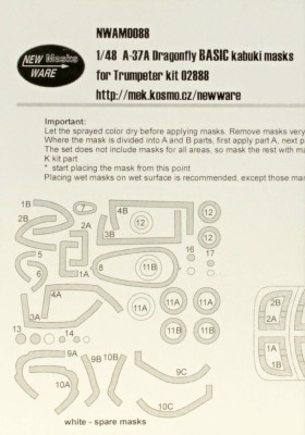 New Ware NWA-M0088 Mask A-37A Dragonfly BASIC (TRUMP 02888) 1/48