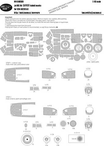 New Ware NWA-M0569 1/48 Mask Ju-88C-6b EXPERT (ICM 48239)