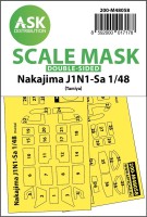 Art Scale 200-M48058 Nakajima J1N1-Sa wheels and canopy frame paint masks (inside & outside) 1/48