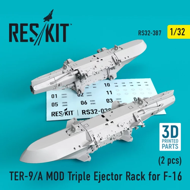 Reskit 32387 TER-9/A MOD Triple Eject.Rack for F-16 (2x) 1/32