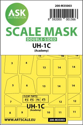 Art Scale 200-M35003 Bell UH-1C Huey canopy frame paint masks (inside &amp; outside) 1/35