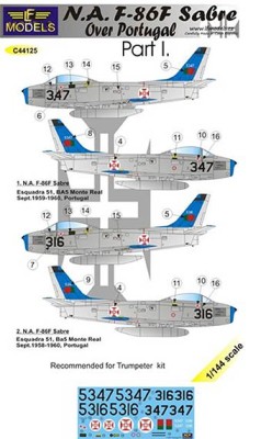 Lf Model C44125 Decals F-86F Sabre over Portugal (TRUM) Pt.1 1/144