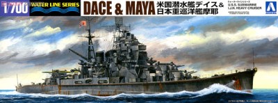 Aoshima 008089 USS Dace &amp; IJN Heavy Cruiser Maya 1:700