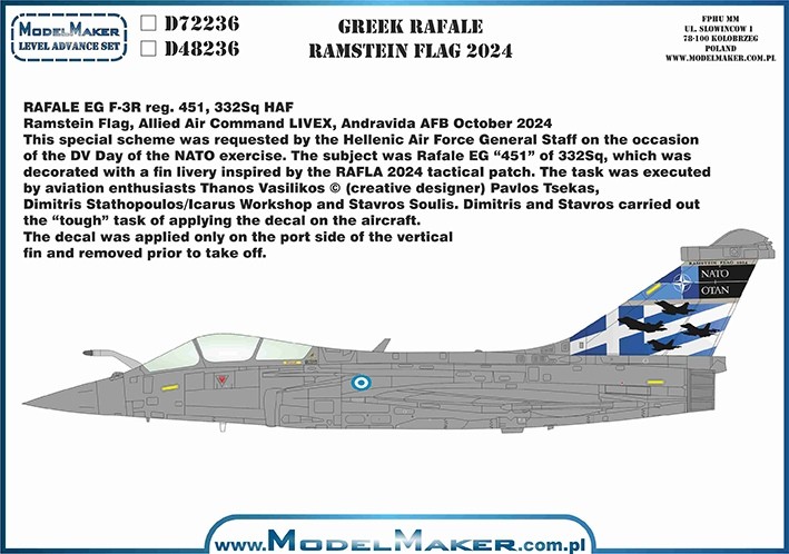Model Maker Decals D72236 Greek Dassault Rafale Ramstein Flag 2024 1/72