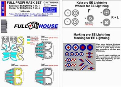 Q-M-T QMT-M48004 1/48 Full House Mask Set EE Lightning T.Mk.4 (SWD)