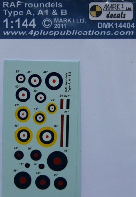 4+ Publications DMK-14404 1/144 Decals RAF roundels Type A, A1&amp;B (2 sets)