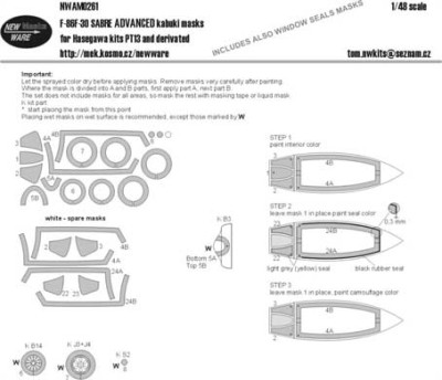 New Ware NWA-M0261 1/48 Mask F86F-30 Sabre ADVANCED (HAS PT13)