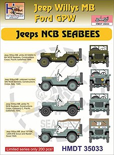 Hm Decals HMDT35033 1/35 Decals Jeep Willys MB/Ford GPW NCB SEABEES