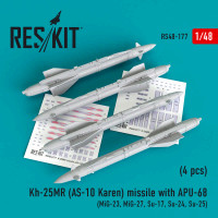 Reskit RS48-0177 Kh-25MR (AS-10 Karen) missile w/ APU-68 (4x) 1/48