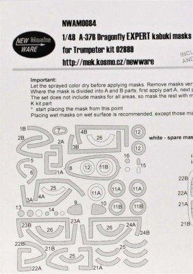 New Ware NWA-M0084 1/48 Mask A-37B Dragonfly EXPERT (TRUMP 02889)