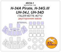 KV Models 48234-1 H-34A Pirate, H-34G.lll, UH-34J, UH-34D (ITALERI #2776, #2712) - (Двусторонние маски) + маски на диски и колеса ITALERI US 1/48