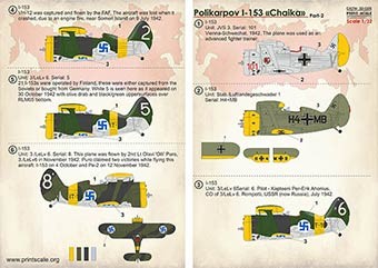 Print Scale 32-026 Polikarpov I-153 'Chaika' (wet decals) 1/32
