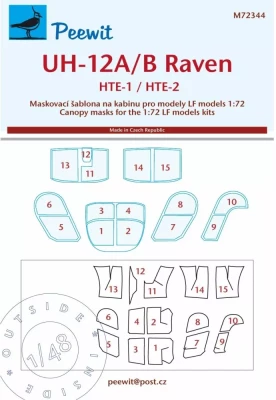 Peewit M72344 Canopy mask UH-12A/B Raven, HTE-1/2 (LF) 1/72