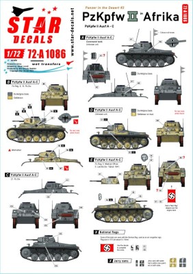 Star Decals 72-A1086 Panzer in the Desert # 3. Pz.Kpfw.II Ausf.A-C, in North Africa 1/72