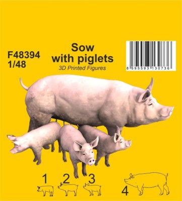CMK F48394 Sow with piglets (3D Printed) 1/48