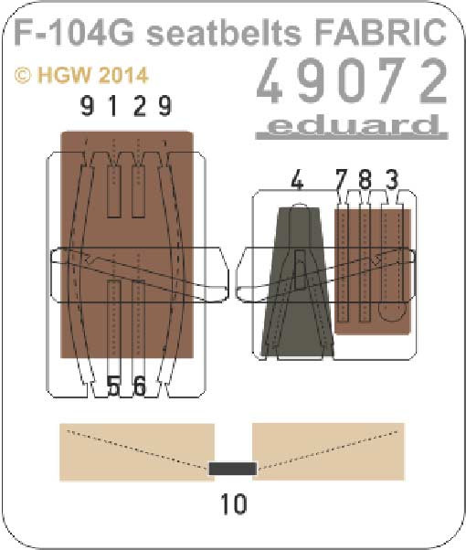Eduard 49072 1/48 Фототравление F-104G seatbelts FABRIC