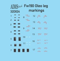 Aims AIMS32D024 Focke-Wulf Fw-190A/Fw-190F/Fw-190D oleo leg markings for 2 aircraft 1/32
