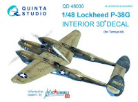 Quinta studio QD48030 P-38G (for Tamiya kit) 3D декаль интерьера кабины 1/48