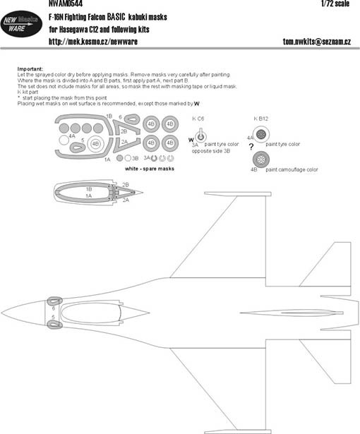 New Ware NWA-M0544 1/72 Mask F-16N Fighting Falcon BASIC (HAS)